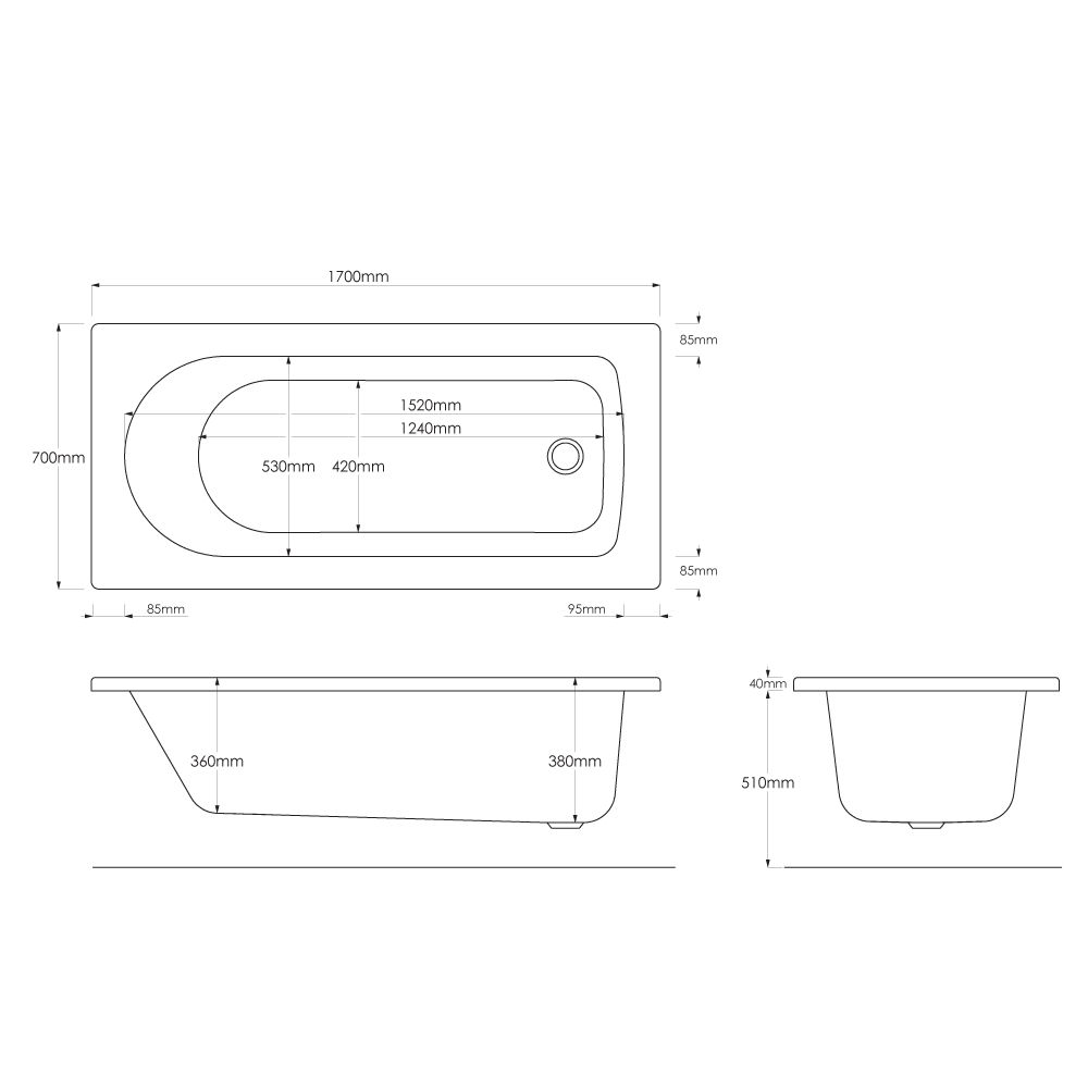 Acqua-Plus-Alaska-Single-Ended-Bath-1700-x-700-x-380mm-[BCB007]