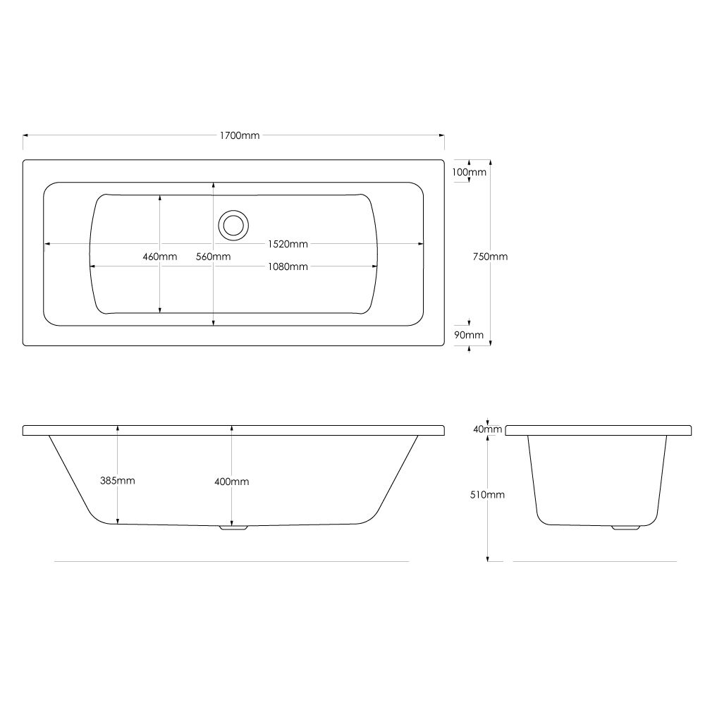 Acqua-Plus-Conway-Single-Ended-Bath-1700-x-750-x-400mm-[BCB009]