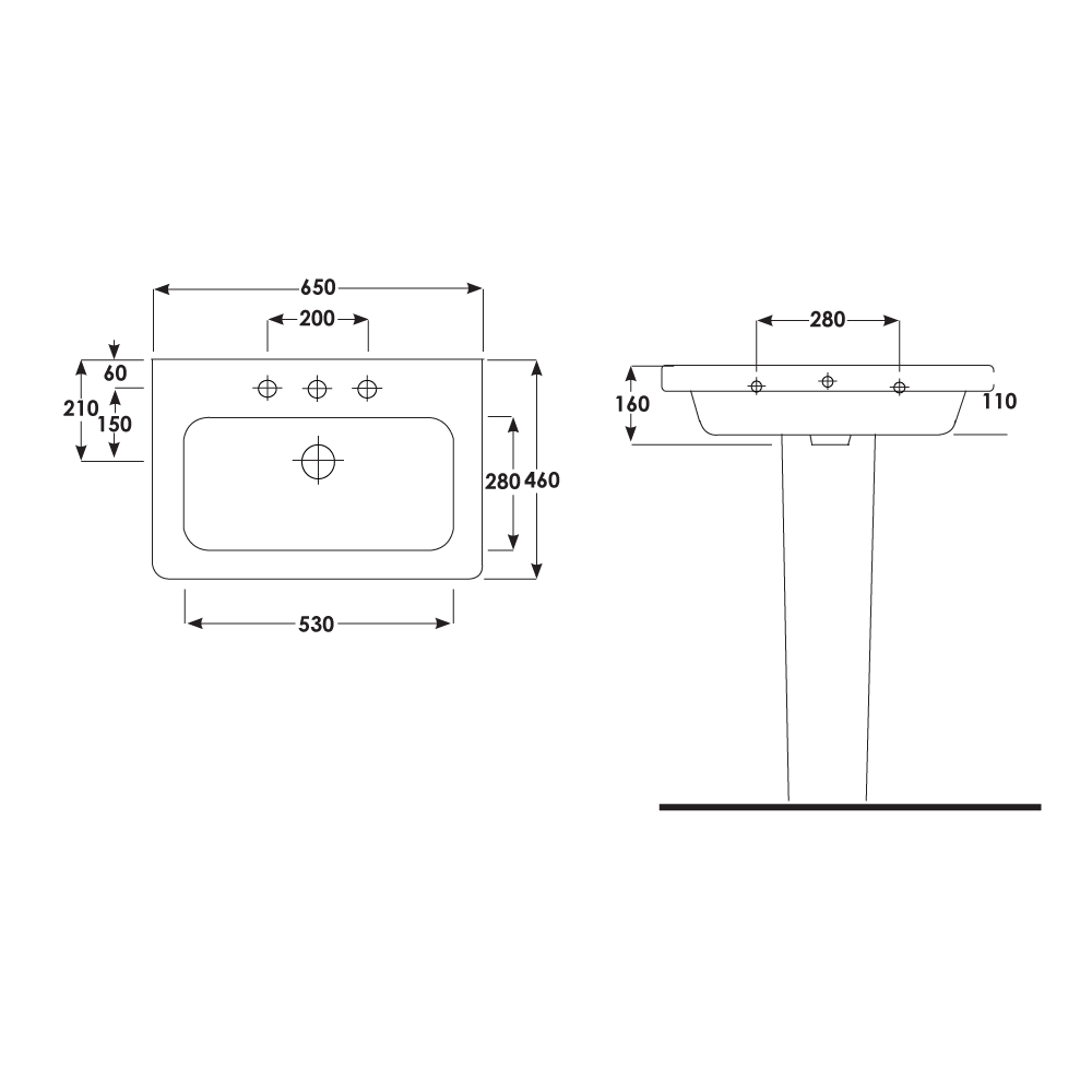 Acqua-Plus-Davis-Pedestal-Basin-Only;-650mm-Wide;-1-Tap-Hole-[BCBO10]-Specs