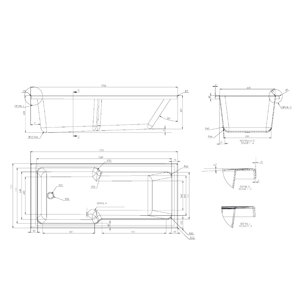 Acqua-Plus-Ryde-Quartz-Straight-Showerbath-1700X750-[BCSB12]-Specs