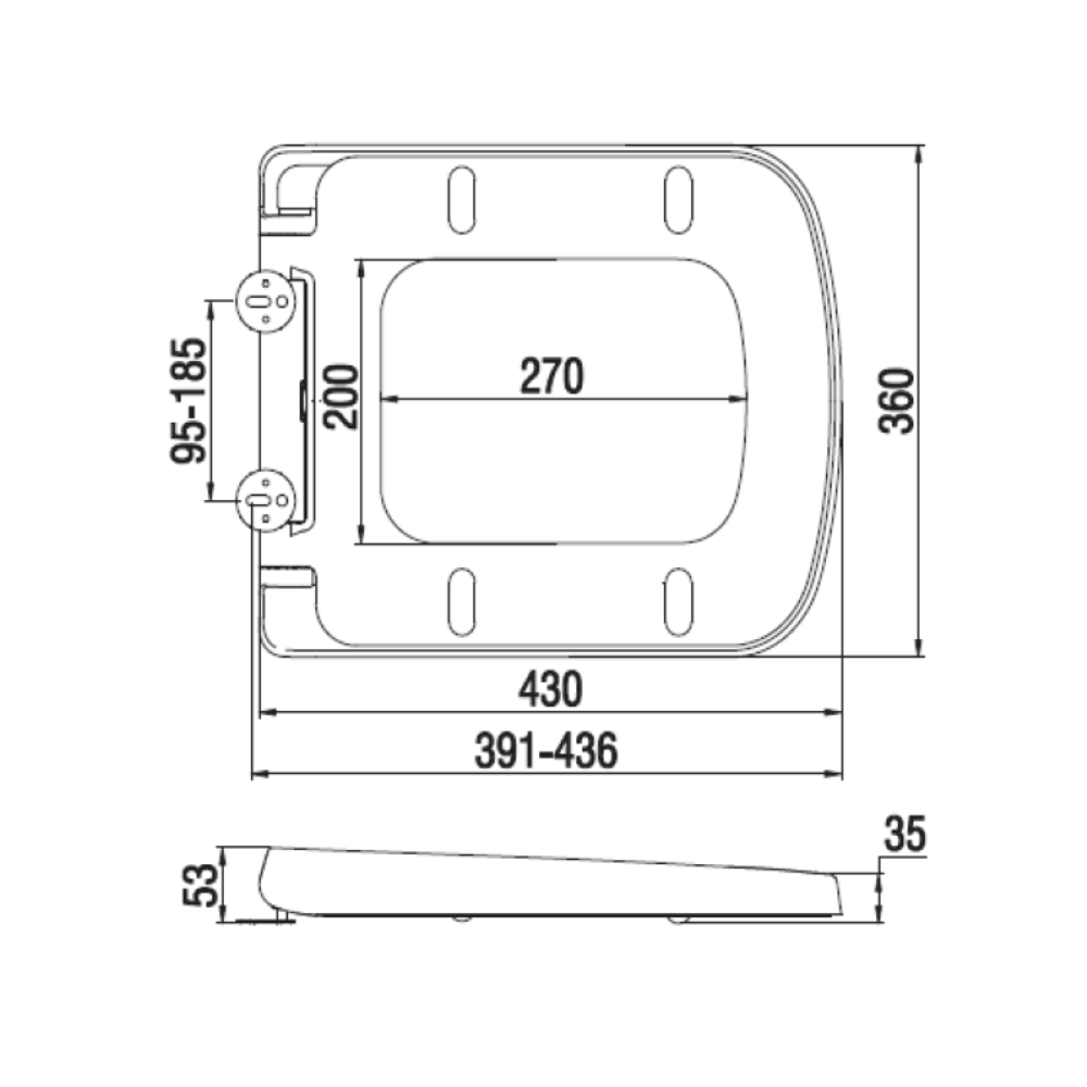 Acqua-Plus-Orange-Toilet-Seat-&-Cover;-Square-Shape;-Soft-Close-Hinge;-White-[BCTS06]-Specs