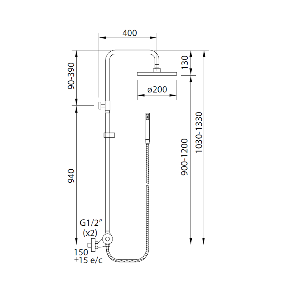 Acqua-Plus-Urban-Round-External-Thermostatic-Shower-Matt-Black-[BCV02]-Specs