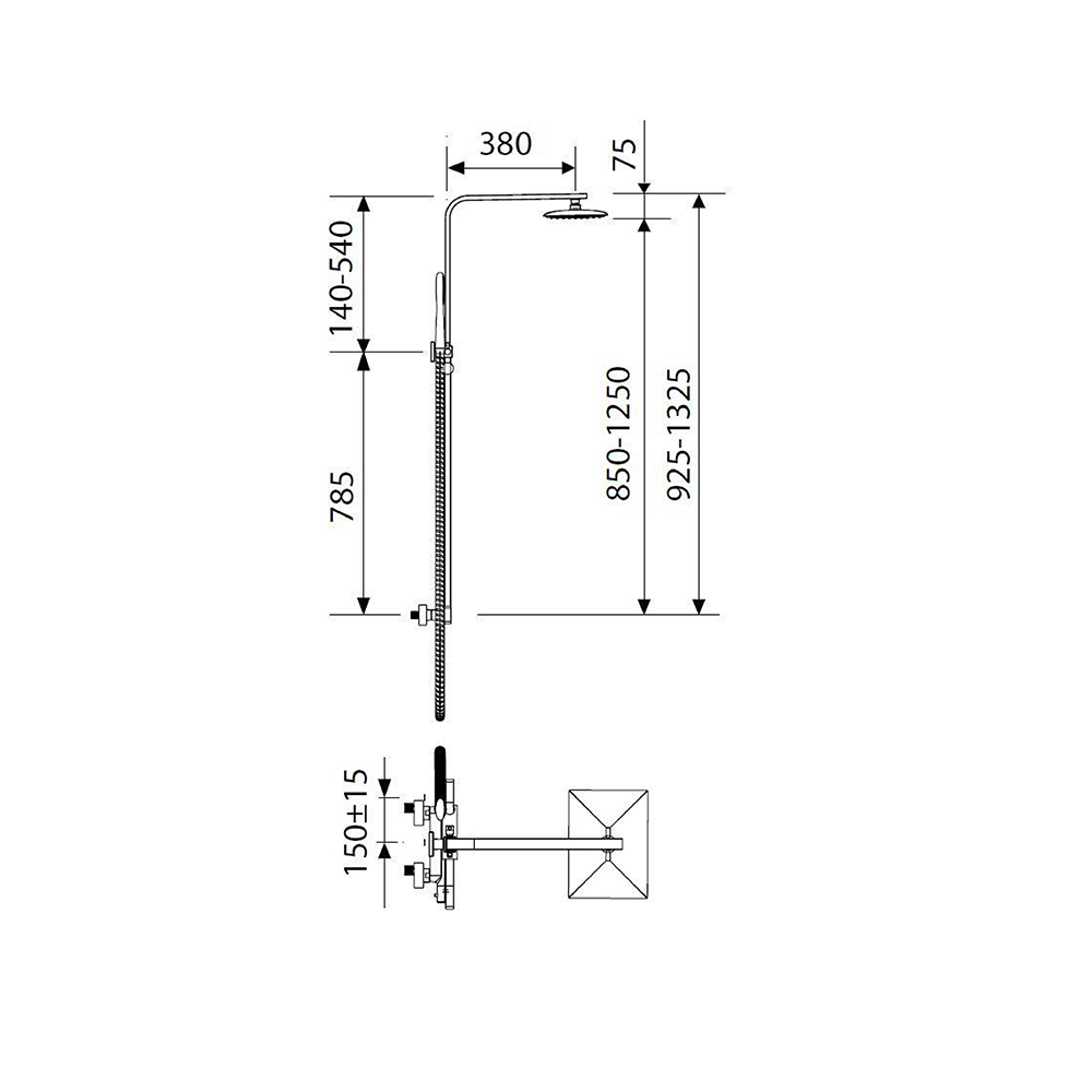 Acqua-Plus-Xtreme-Square-External-Thermostatic-Shower [BCV03]-Specs